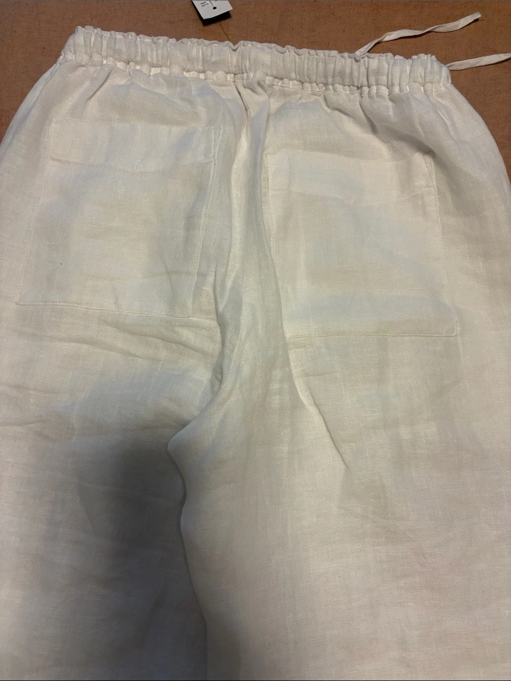 J. Crew NWT Soleil White Wide-Leg Linen Pants with Red Floral Embroidery XXS